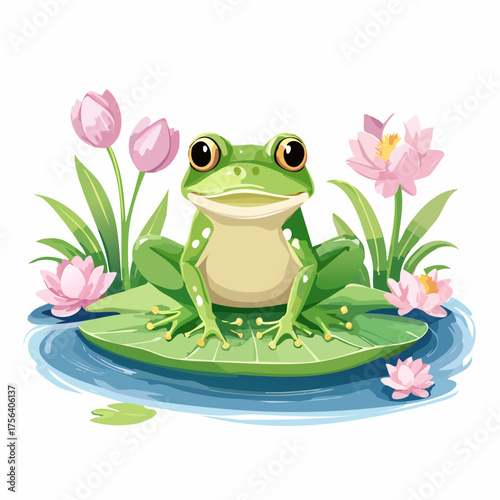 Frosch auf Seerosenblatt