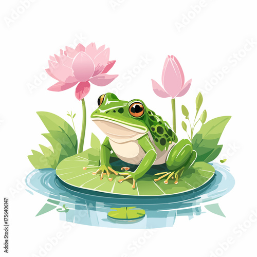 Frosch auf Seerosenblatt