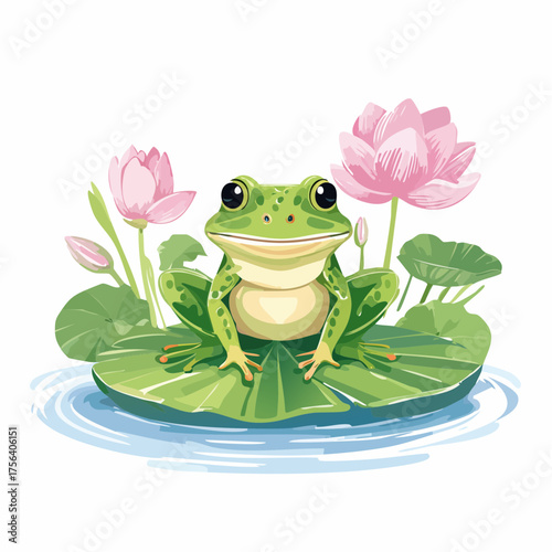 Frosch auf Seerosenblatt