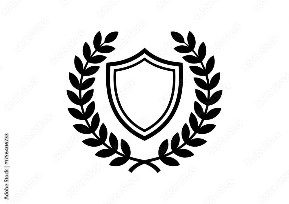 Obraz premium Vector art of shield with laurel wreath around it