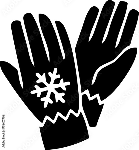 Winter Gloves Icon with Snowflake Design