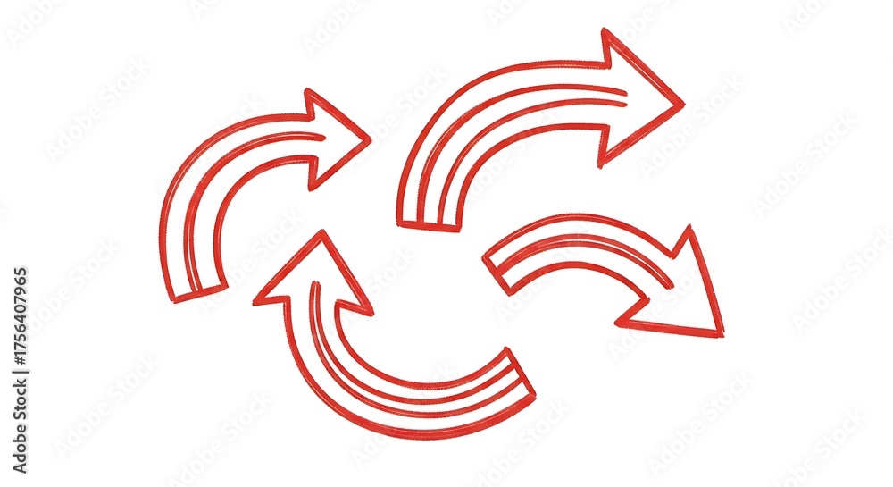 Fototapeta premium Red Curved Arrows with Flow Design.