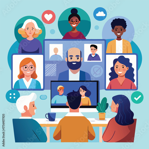 Diverse Group of People in a Virtual Meeting video conference