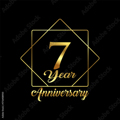 7 Year Anniversary wedding wish lettering text vector illustration.