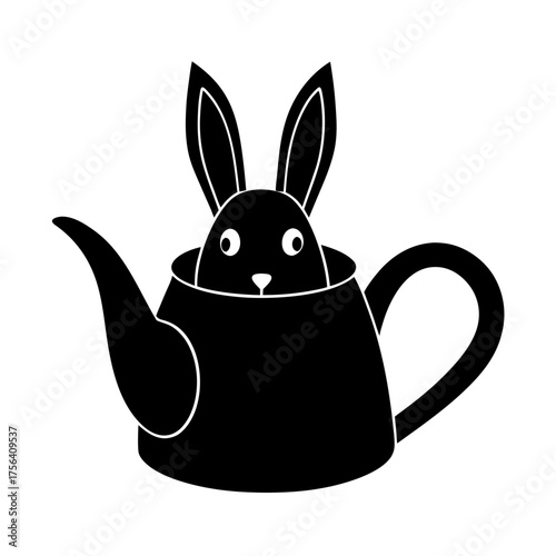 rabbit peeking out from a teapot for kids