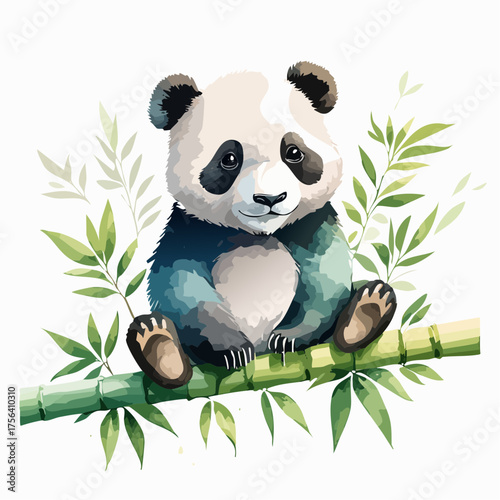 Panda auf Bambus