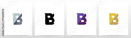 Slash Cut Slice Divides Letter Initial Logo Design B