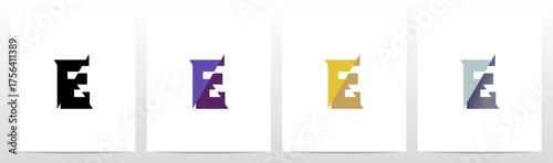 Slash Cut Slice Divides Letter Initial Logo Design E