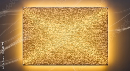 Illuminated gold textured square with soft glow