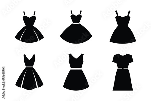 Vector divers dresses silhouette collection on white background