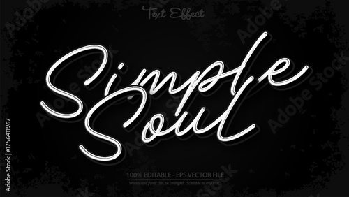 Simple soul glowing neon text effect on dark background vector design for modern creative projects