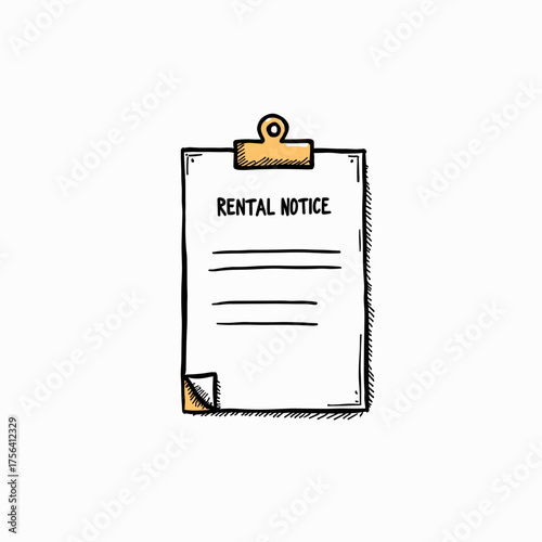 Rental notice on a clipboard with blank space for details  
