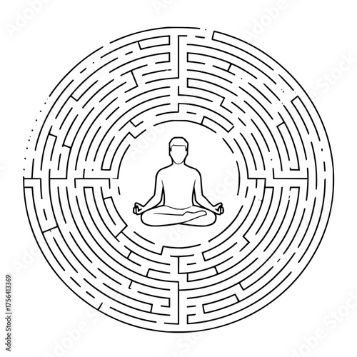 Find your way meditation maze concept for mindfulness stress relief and relaxation zen garden design art 100