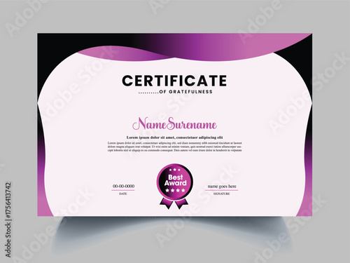 Certificate template diploma of modern design Vector