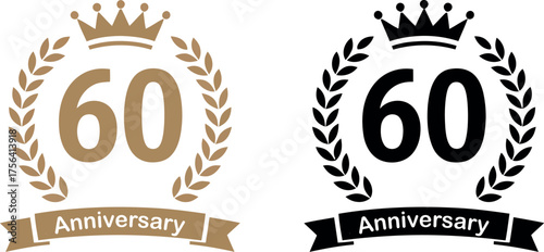 Sixtieth anniversary logo isolated on white background