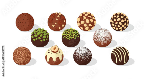 Assortment of Decadent Chocolate Truffles with Nut and Cream Designs