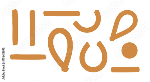 Stylized churro elements illustration on white background for culinary design