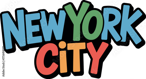 New york city colorful text isolated on white background