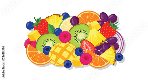 Colorful Assortment of Fresh Fruits in a Delightful Vector Composition