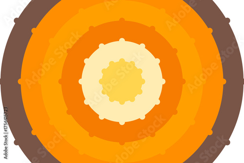 Abstract Core Structure Representation with concentric layers illustration in earth tone color palette