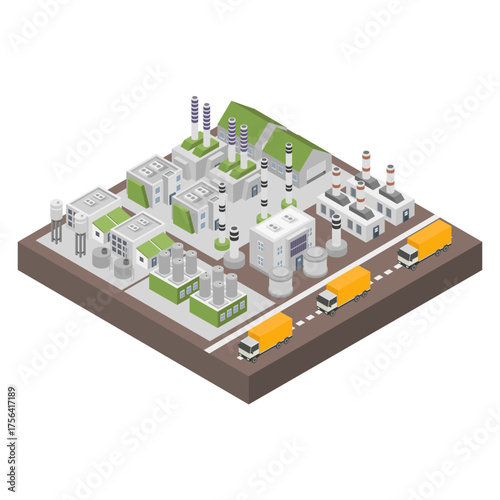 Isometric factory composition