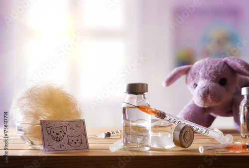 Fényképezés Childhood vaccination against pet dander and hair in children's room