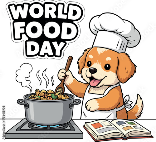World Food Day Illustration Cute Puppy Chef