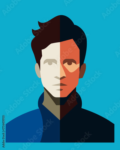 A photo with half of the subject mysteriously missing as if someone had taken an eraser to it.. Vector illustration