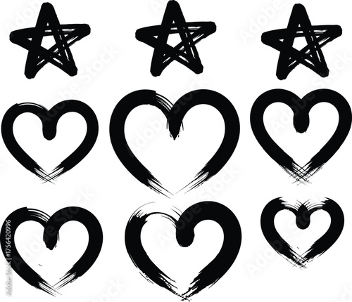 A set of golden hearts isolated, perfect vector illustration for Valentine's Day design and romantic decoration with a symbol of love and romance