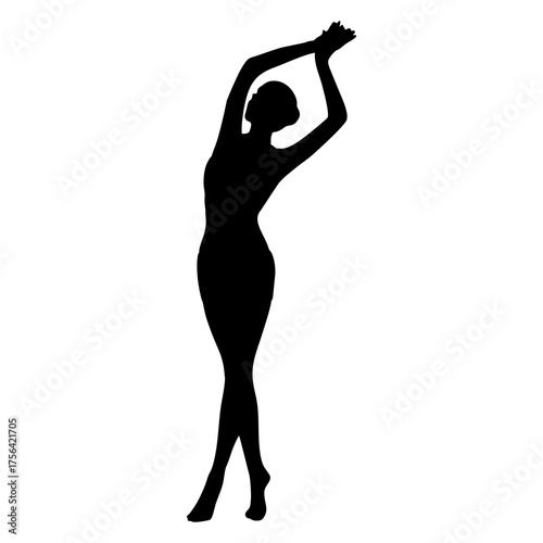 Vector silhouette of a woman with a slim body in black isolated on a white background