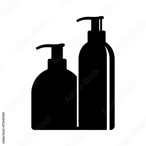 Black soap bottle vector silhouette isolated on white background