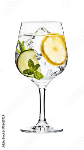 Wallpaper Mural glass with gin tonic isolated on transparent background. Alcoholic drink, design element for restaurant or bar, advertising. Design element for menu. Fresh fruit used in a refreshing drink. Torontodigital.ca