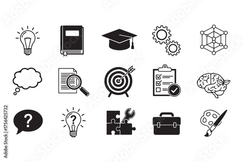 Business and finance vector icons set with symbols for internet, web, mobile, technology, communication, money, and network illustration