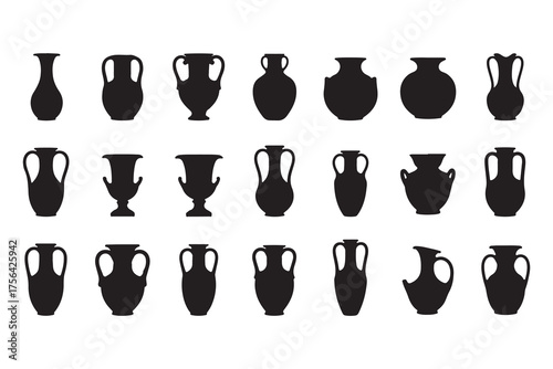 Vector illustration set of glass drink and cocktail vases with alcohol bottles and wineglass icons