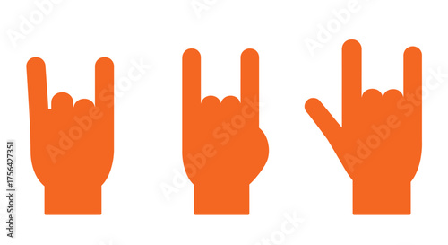 Orange hands making the rock on symbol in a minimalistic style