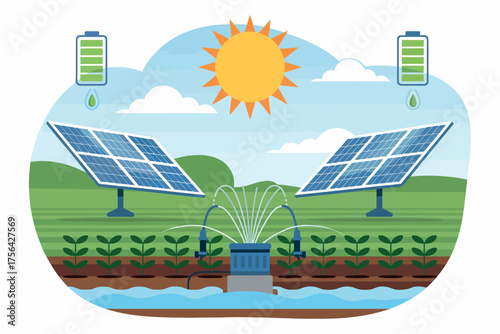 Sustainable solar energy farming powered by sun with battery storage green environment agriculture
