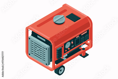 Portable red generator with wheels for emergency power supply and outdoor use