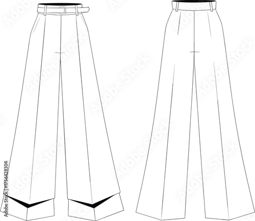 Technical flat sketch vector illustration of a long-sleeve utility jacket with four button patch pockets, front and back view for apparel design, CAD templates, and fashion production.