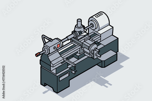 Precision metalworking lathe machine for manufacturing and machining operations industrial equipment detailed view