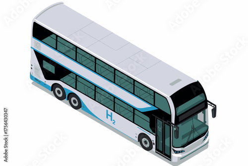 Modern double decker city bus transportation vehicle for urban travel and commuting
