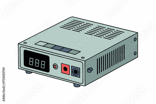 Adjustable regulated power supply unit with digital display and terminal connectors for electronics projects