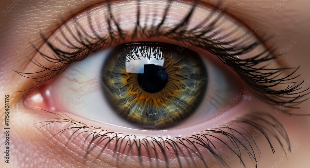 Fototapeta premium Closeup human eye with hazel iris.
