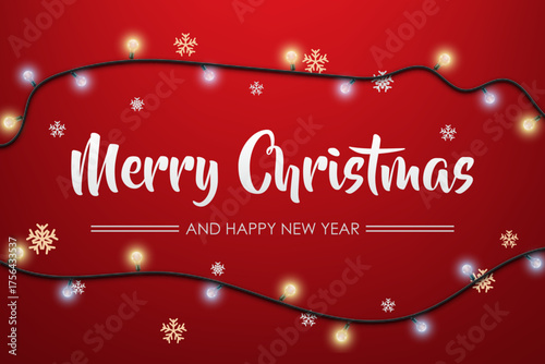 Merry Christmas typography. Xmas calligraphy on white background. Christmas red, lettering. Xmas isolated calligraphy. Banner, postcard, poster design element. Vector illustration