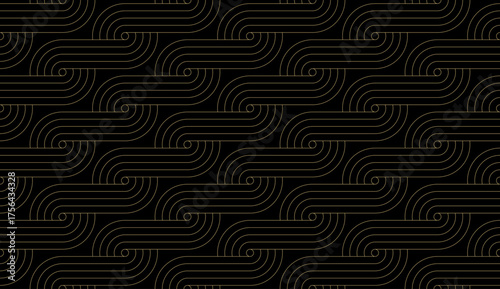 Luxury gold black background pattern seamless geometric line circle abstract ...