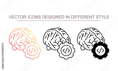 Brain Development icon set multiple style collection