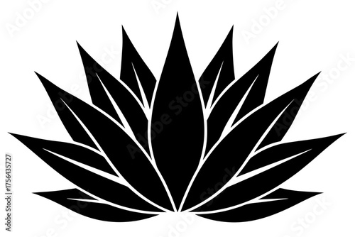Agave plant icon black silhouette art, white background
