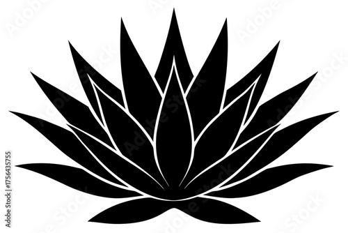 Agave plant icon black silhouette art, white background
