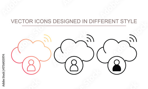 Cloud User icon set multiple style collection