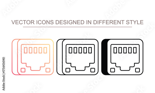 Ethernet Port icon set multiple style collection
