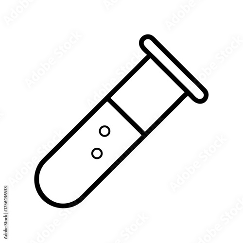 Vector art of outline illustration of a test tube containing two small bubbles, isolated on a